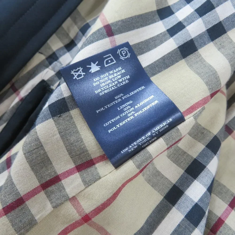 Burberry London Long Trench Coat Jacket Black Nova Check Plaid Lining Mens 44R